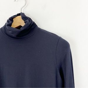 Olsen Europe Medium Navy Blue Turtleneck Ruching Collar‎ & Cuffs Size 6